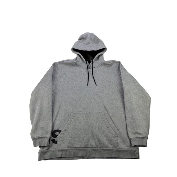 Mens Adidas Pullover Hoodie Size L Gray Big Wraparound Logo Sweatshirt - Picture 1 of 12